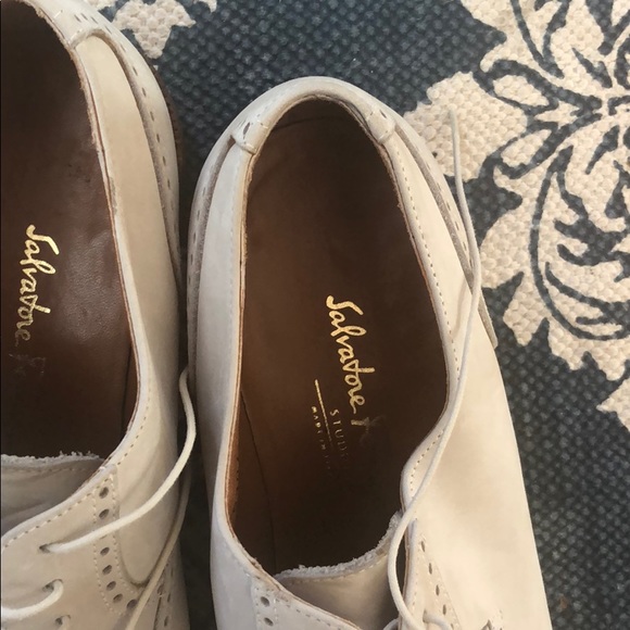 Salvatore Ferragamo light tan cap toe oxfords